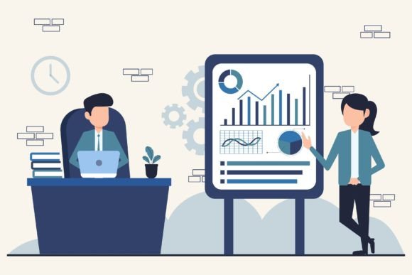 Business People with Presentation Board: A Guide to Professional Vector Illustrations