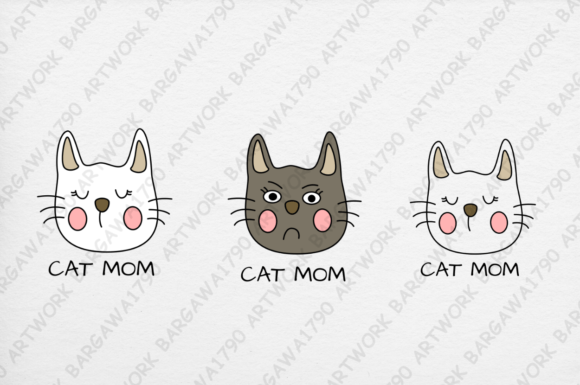 Cat Mom: A Versatile Digital Illustration Set for Creators and Small Businesses