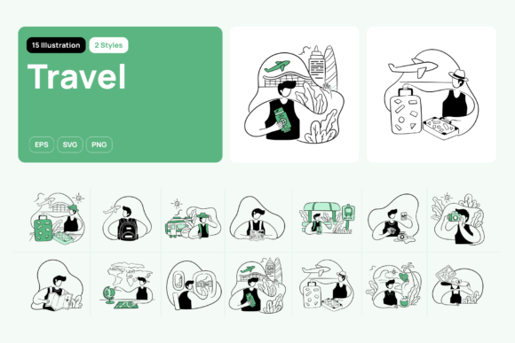 Elevating Digital Narratives with Greeny Travel Illustration and Dynamic Travel Elements