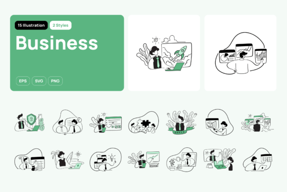 Greeny Business Illustration: A Fresh Approach to Professional Design