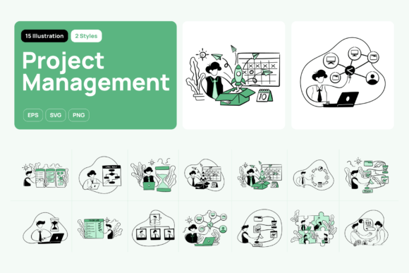 Greeny Project Management Illustration: Visualizing Success for Modern Teams