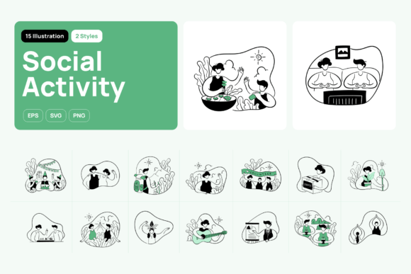 Greeny Social Activity Illustration: A Practical Asset for Modern Design