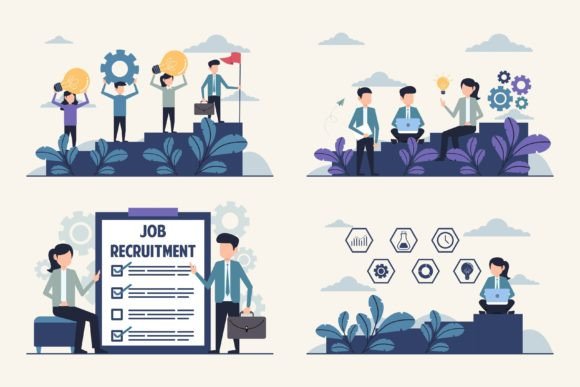 Set of Business Teamwork Illustrations