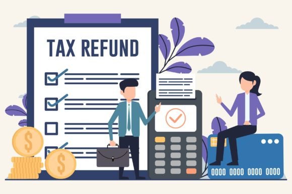 Tax Refund Process and Financial Design Vector Assets