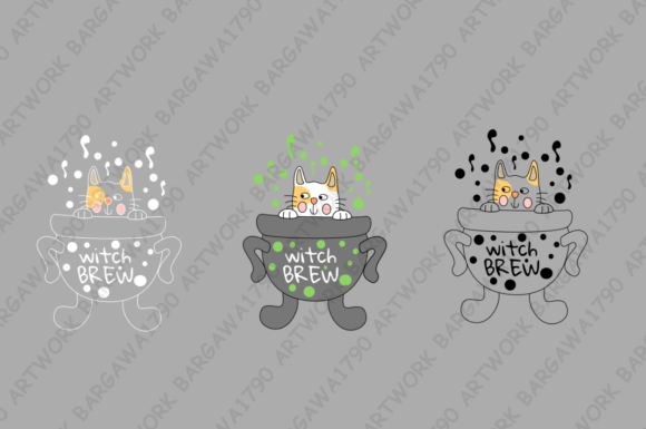 Witch Brew Cute Cat: Versatile Digital Art